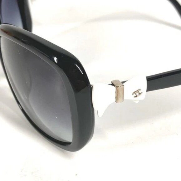 CHANEL 5171-A Ribbon CC Mark logo eyewear glasses sunglasses Plastic Black/White main image 6